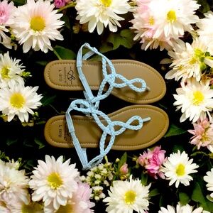 Bobbie Brooks White Braided Sandals Size L 9/10